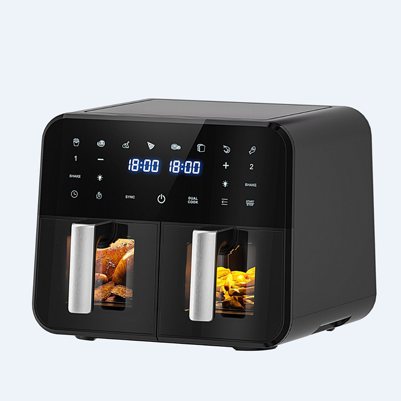 Dual-Zone Air Fryer with Transparent Window & Independent Temperature Control – 8L Digital Display Multifunction Oven CV-F910